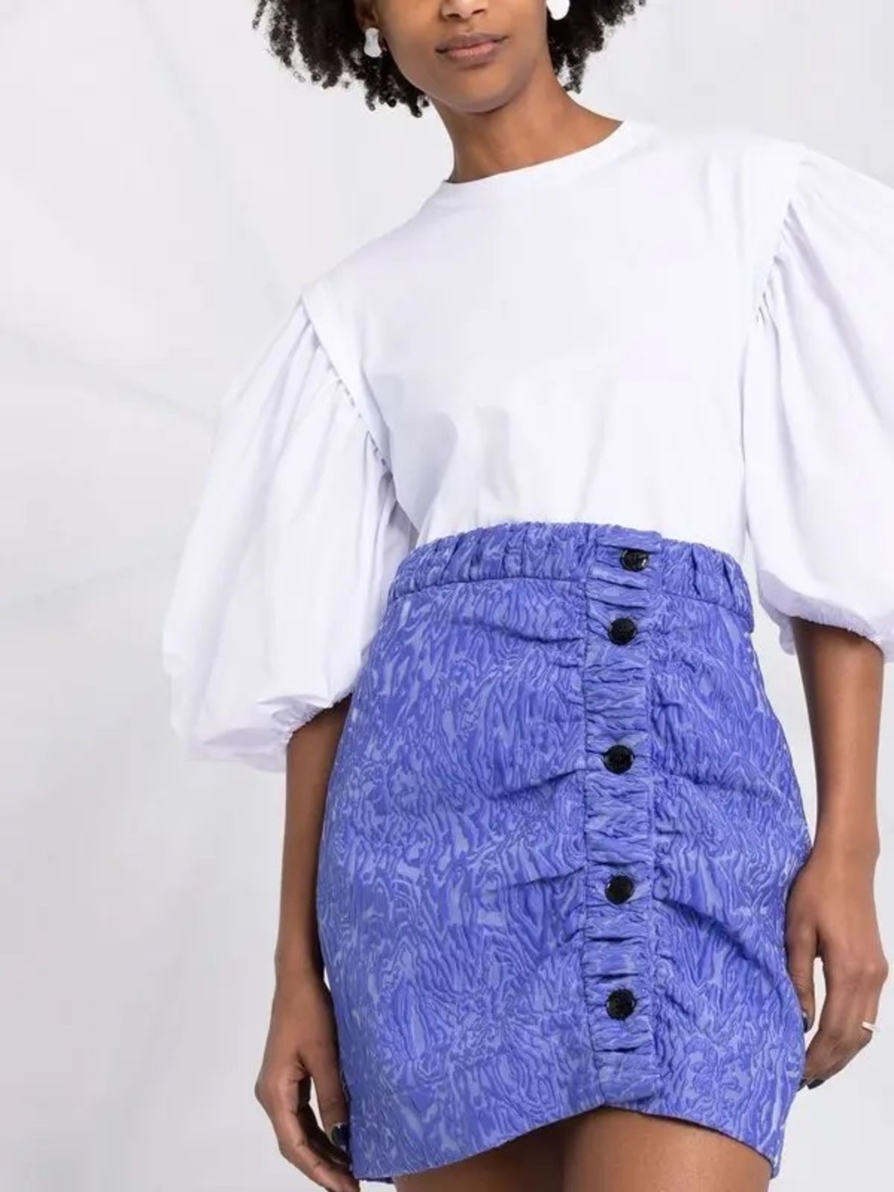 Nwot Ganni Lilac Textured Button-Front Mini Skirt